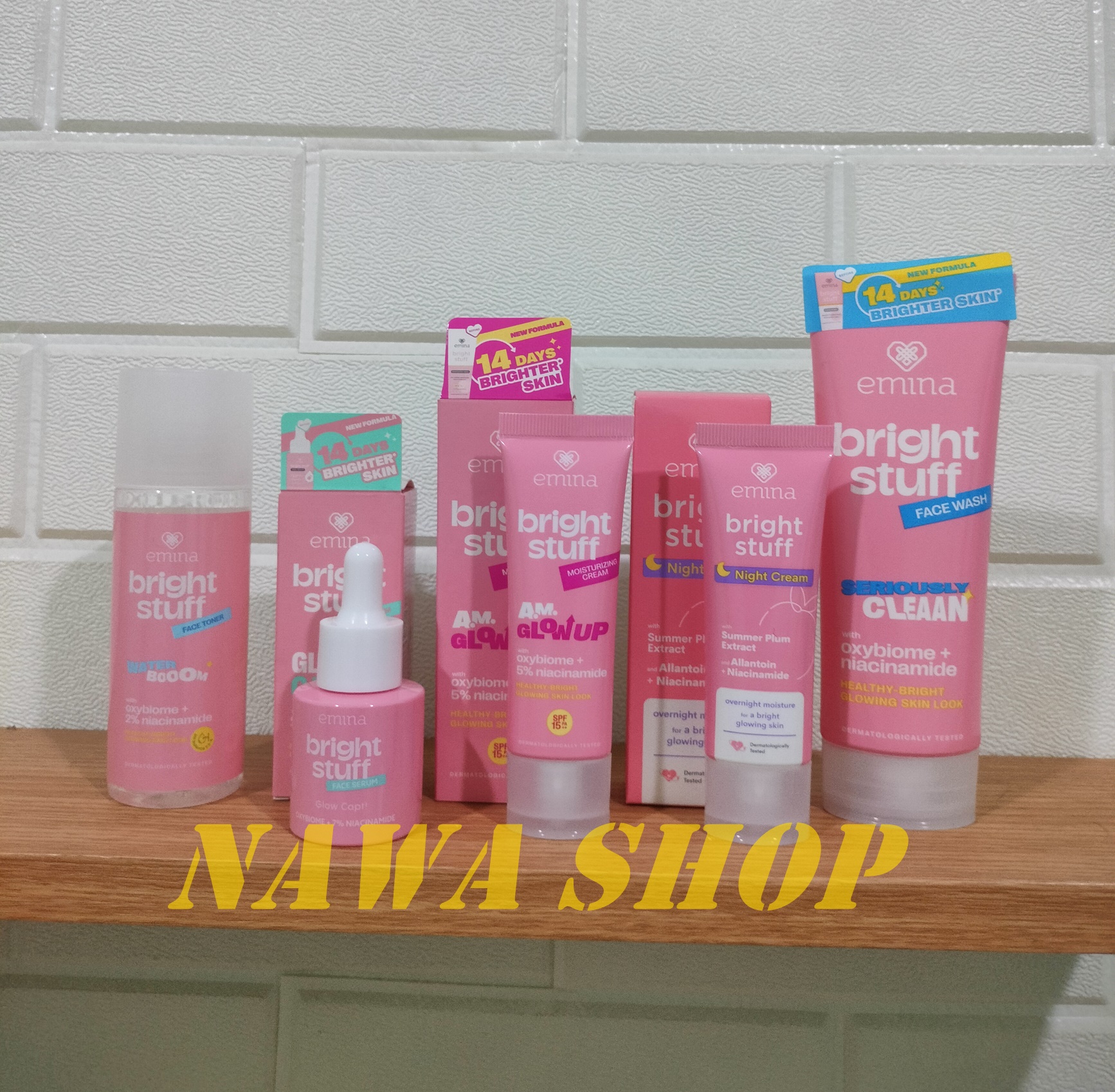 NEW!!! Emina Bright Stuff Paket Lengkap 5 pcs with Night Cream Packaging Baru Wajah Glowing Sehat Merona