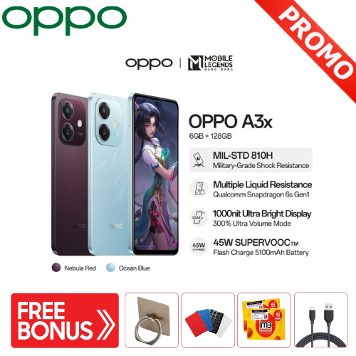 Oppo A3X 6/128Gb - Cpu: Qualcomm. ® Snapdragon ® 6S 4g Generation 1 Harga 1,140,000 rupiah*Gratis Ongkir