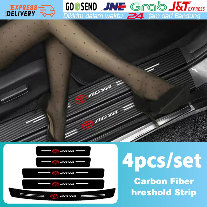 TOYOTA AGYA Carbon 3D Door Sill Plate Guard Pelindung Pijakan Injakan Kaki Pintu Mobil Set Harga 12,000 rupiah*Gratis Ongkir