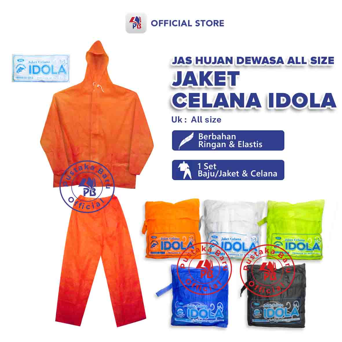 Jas Hujan Dewasa Jaket Celana Idola 999 All Size / PB EDUKASI ANAK - PBNB Harga 45,100 rupiah*Gratis Ongkir
