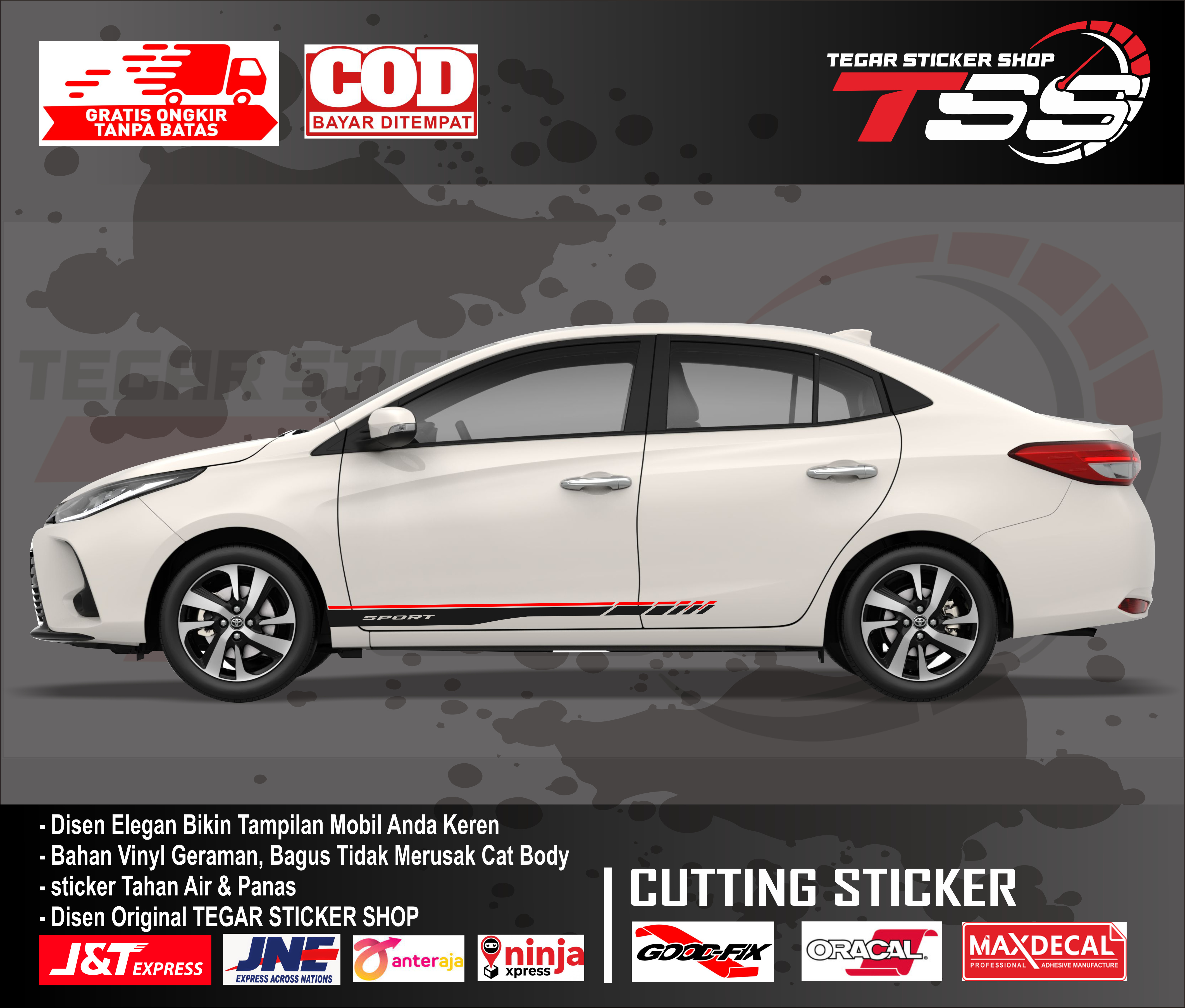 Vios Car Stickers Toyota Vios Car Stickers Cool Vios Car Stickers Car Body Variation Stickers Harga 62,000 rupiah*Gratis Ongkir