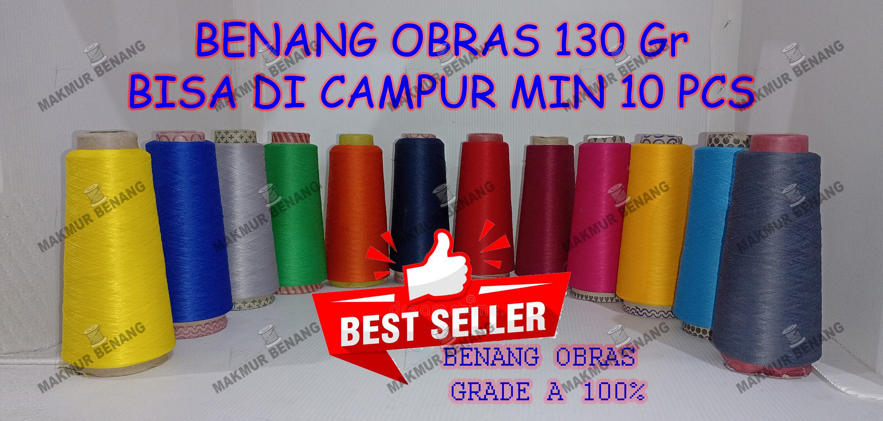 Benang Obras Polyester 130 gram isi 10 pcs /Bebas pilih warna (5) Harga 64,000 rupiah*Gratis Ongkir