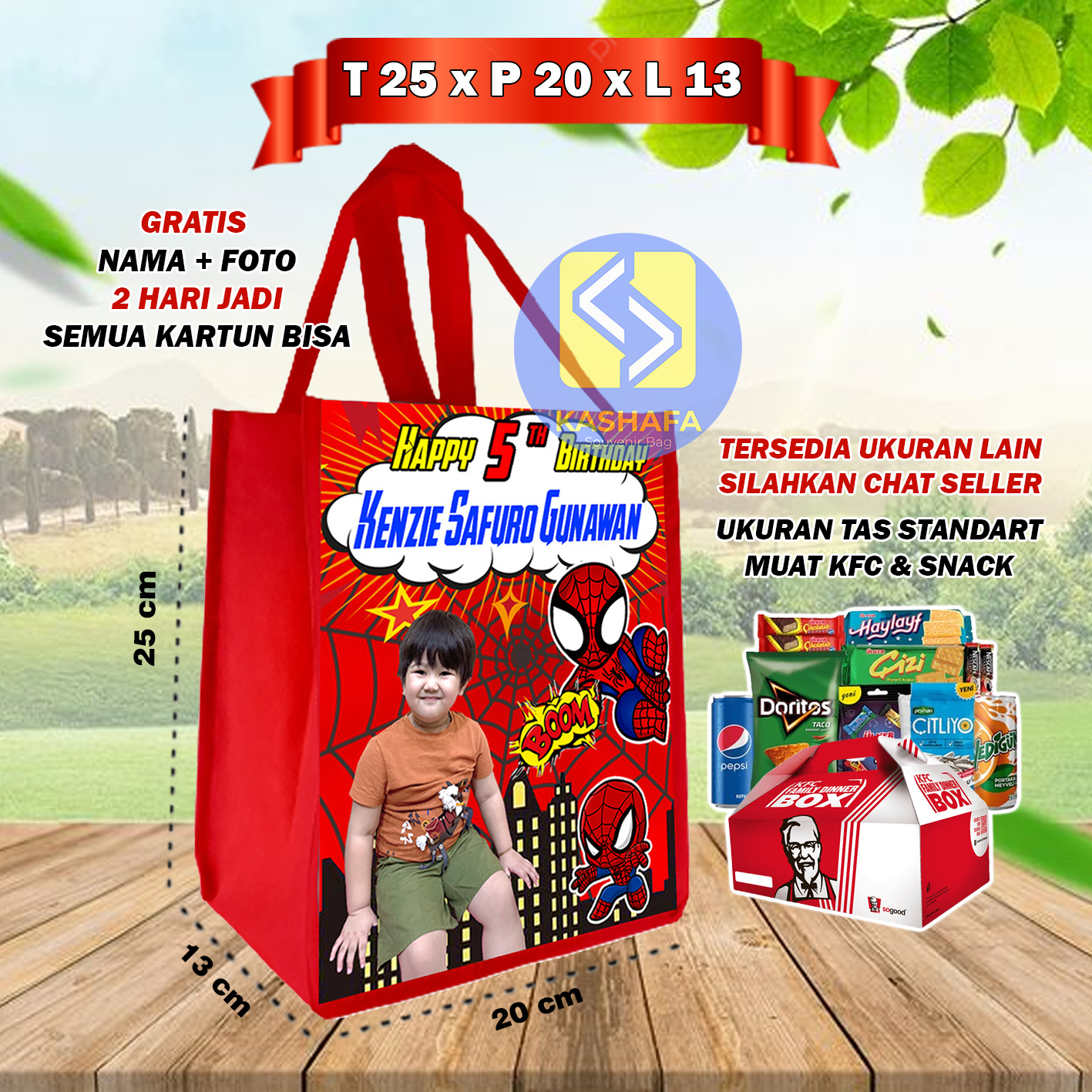 (30 PCs KFC) birthday bags free design birthday bags standard size fit box KFC goodie bag custom free…