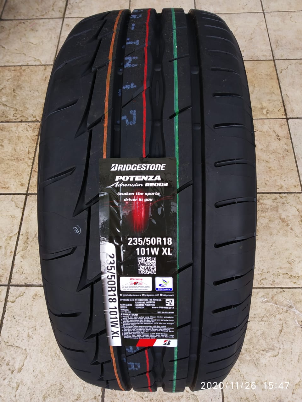 BRIDGESTONE POTENZA Adrenalin RE003 Ukuran 235/50 R18 Ban Mobil