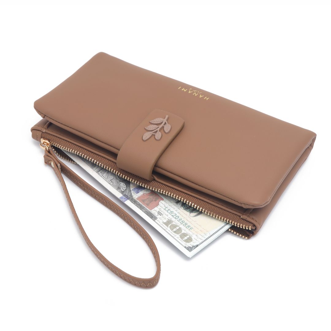 HANAMI Dompet Panjang Wanita Kulit WA923B7 Simple Premium Coklat