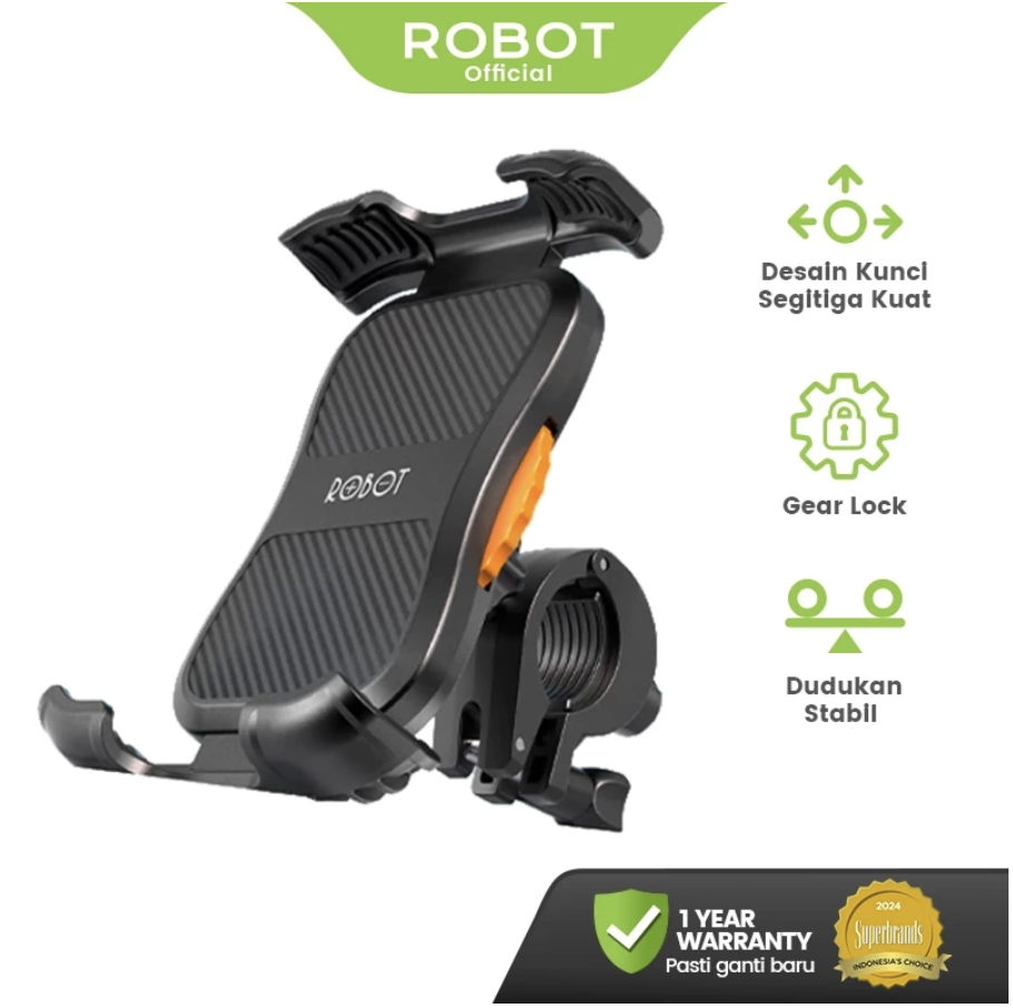 ROBOT Phone Holder Motor Holder Motor Lock kuat Holder HP Motor RT-MH03 Motor/ Bicycle Handle Phone Holder Black - Garansi Resmi 1 Tahun Harga 87,999 rupiah*Gratis Ongkir