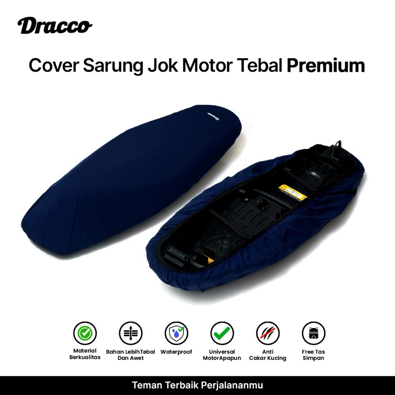 DRACCO Cover sarung jok motor premium Biru Navy tebal waterproof anti cakar kucing free tas simpan Giá 48,960 Đồng*Miễn phí vận chuyển