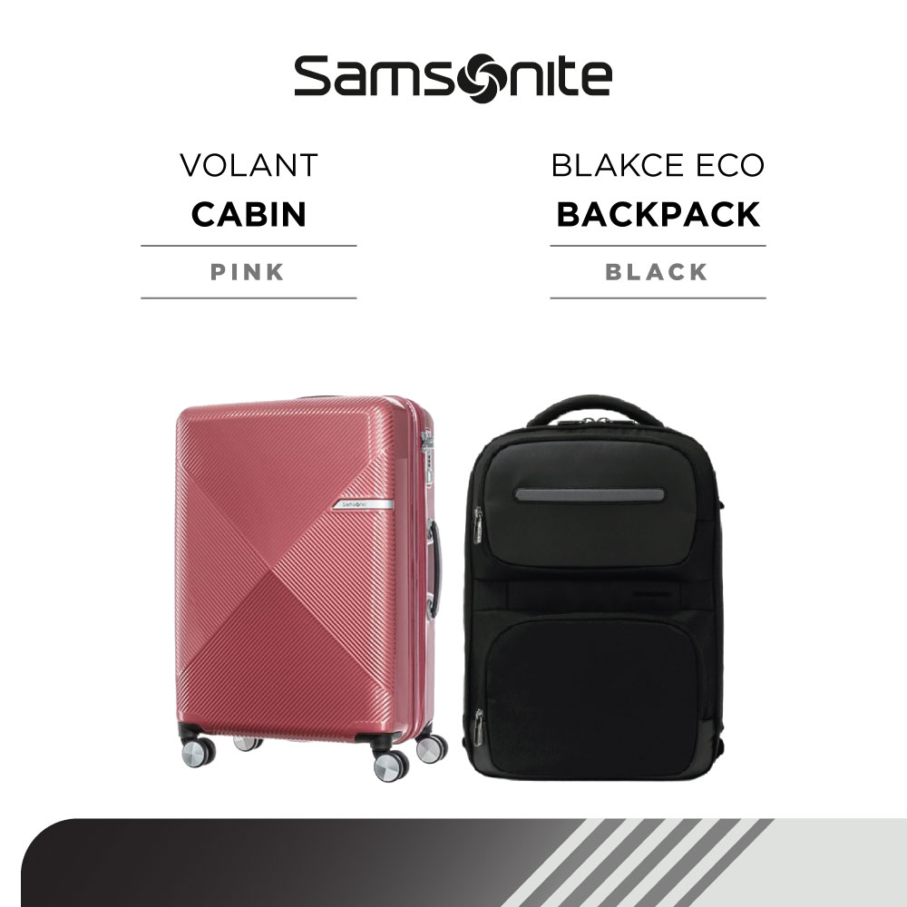 Lazada Indonesia - Bundle Samsonite Koper Volant Cabin Pink + Blakce Eco Backpack I