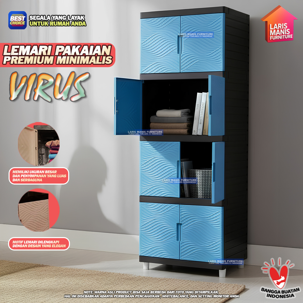 Plastic Wardrobe 4 Layers Kingdom Virus 4 Layers Minimalist Plastic Wardrobe Multi-Purpose Wardrobe - Merek Kingdom Harga 39,900 rupiah*Gratis Ongkir