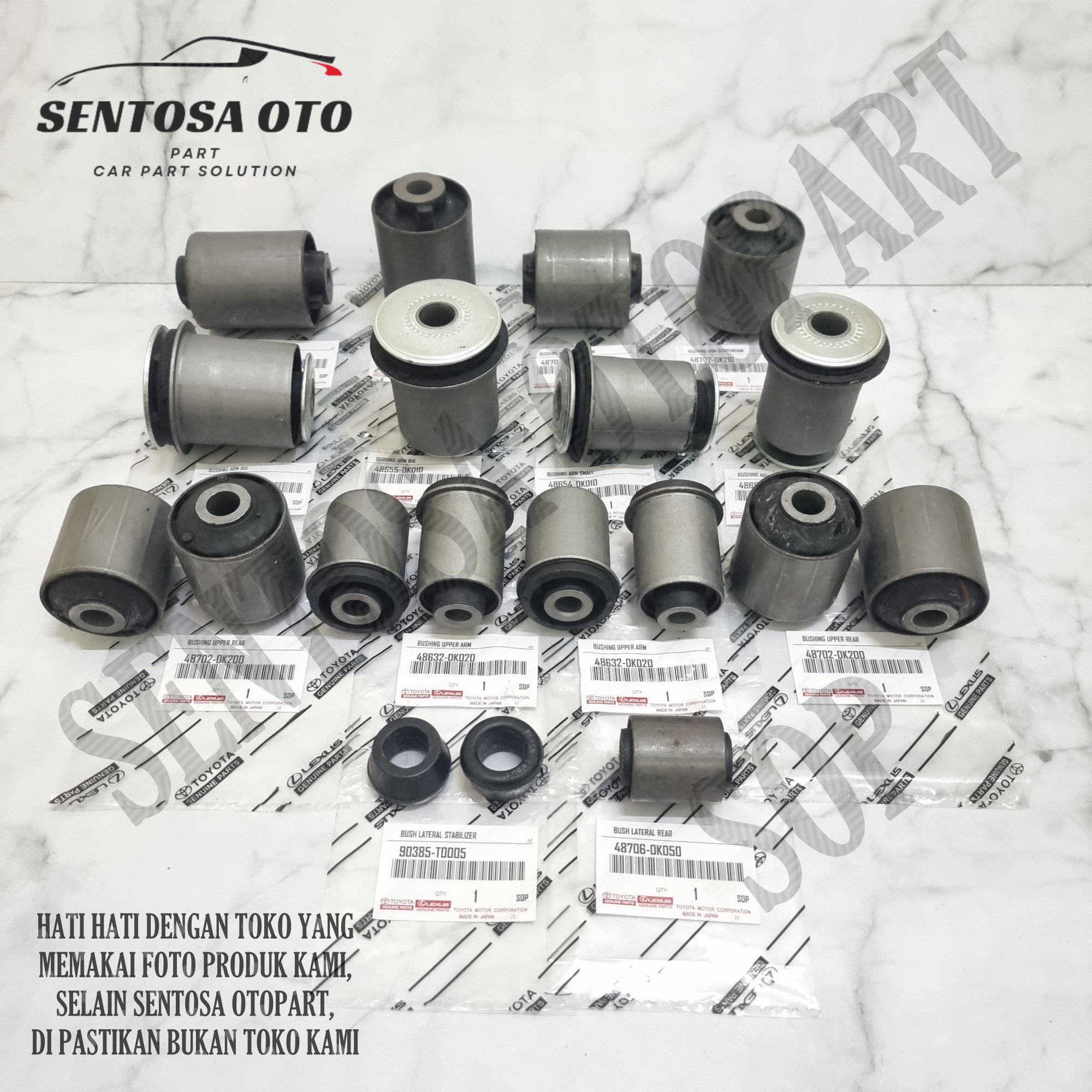 Bushing Arm Set Depan Belakang Atas Bawah Lateral Innova Hilux Single Cabin 1Set 19Pcs Harga 980,000 rupiah*Gratis Ongkir