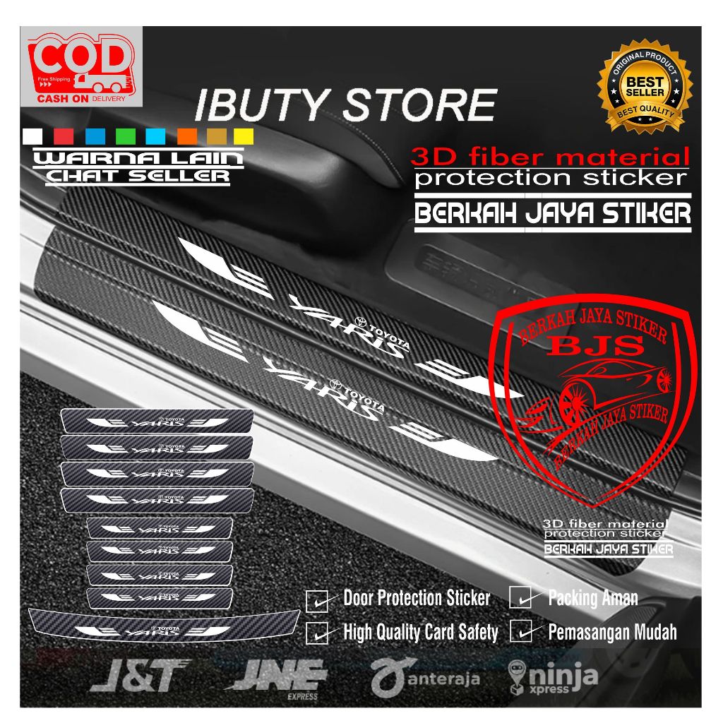 Sill Plate Karbon 3D Yaris Sticker Carbon Pijakan Kaki Bawah Pintu Mobil Toyota Yaris Terbaru Harga 11,000 rupiah*Gratis Ongkir