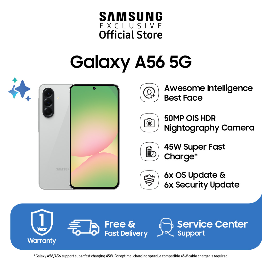 Samsung Galaxy A56 5g 8/256Gb - Awesome Light Gray | Galaxy Ai | 50Mp Camera | 45W Super Fast Charge Harga  5,999,000 Ringgit*Penghantaran Percuma