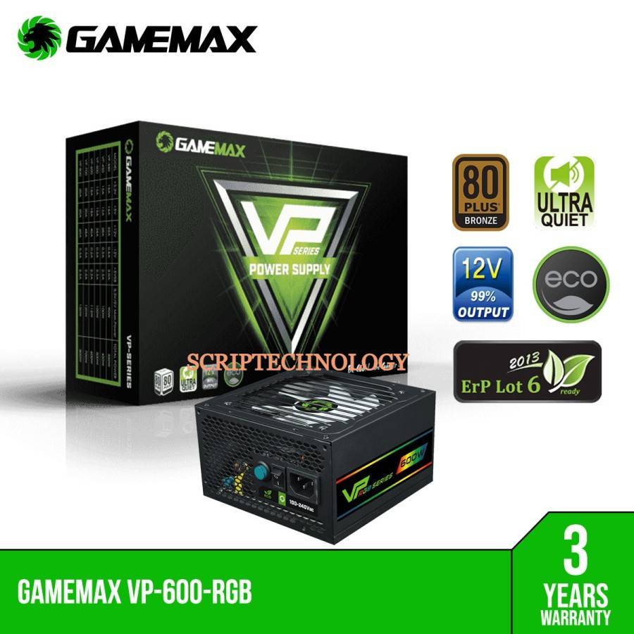 GAMEMAX 600W ATX Power Supply 80+ Bronze