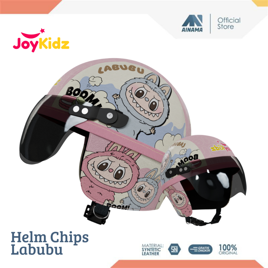 Retro Chip Helmet for Children Aged 2-5 Years with Cute Labubu Pattern for Girls and Boys Harga 41,999 rupiah*Gratis Ongkir