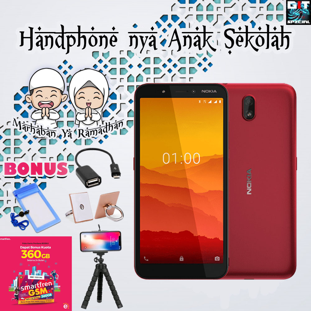 Nokia C1 2020 1GB/16 GB Garansi Resmi Android GO Handphone Anak Sekolah Bonus Kuota Internet Gratis