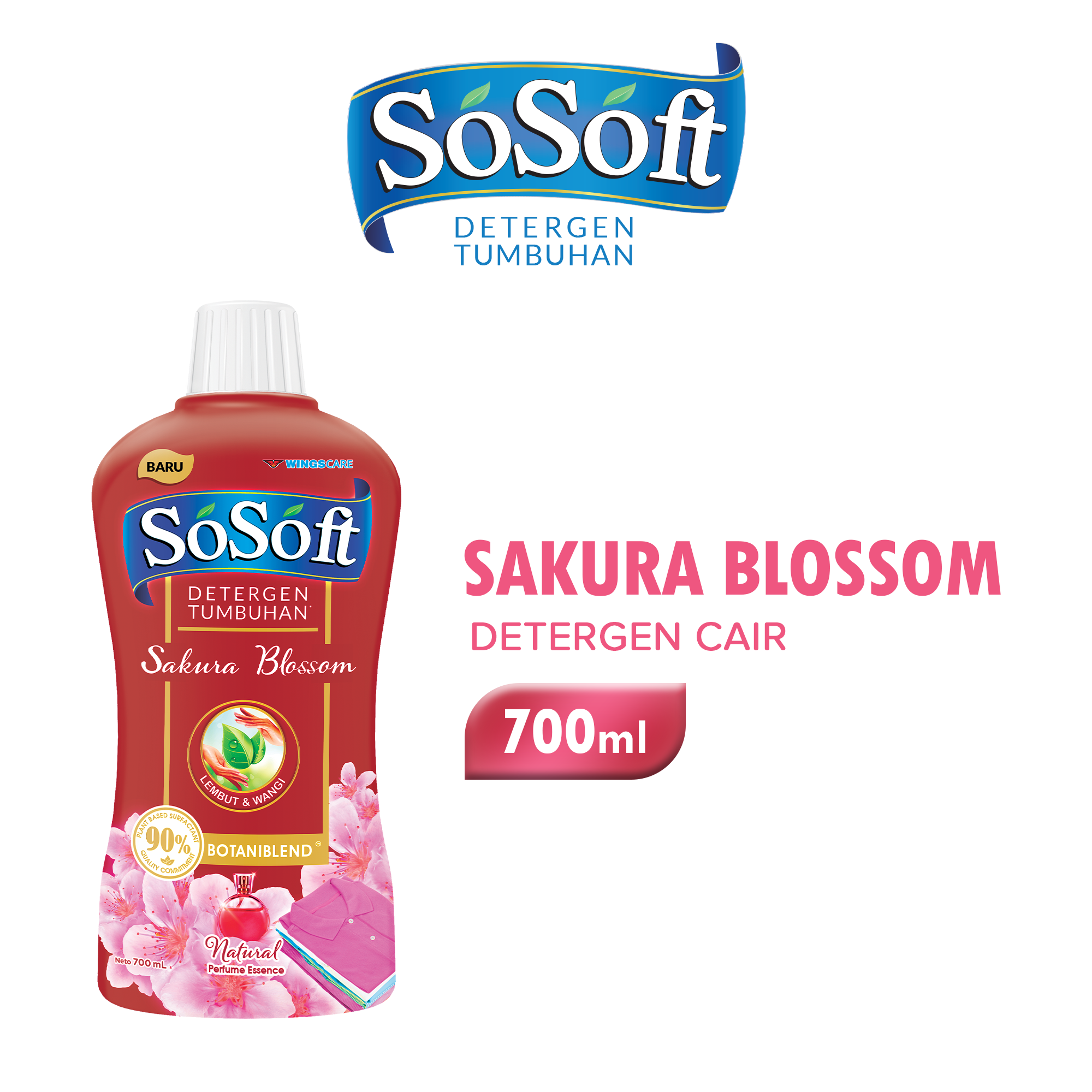 SOSOFT Deterjen Cair Sakura Blossom Botol 700ml - Merek SoSoft Harga 20,000 rupiah*Gratis Ongkir