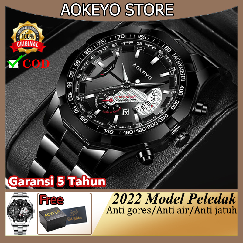 	 Aokeyo S001Jam Tangan Pria Anti Air Jam Tangan Pria Dewasa 2022 Jam Tangan Cowok Luxury Stainless St 	