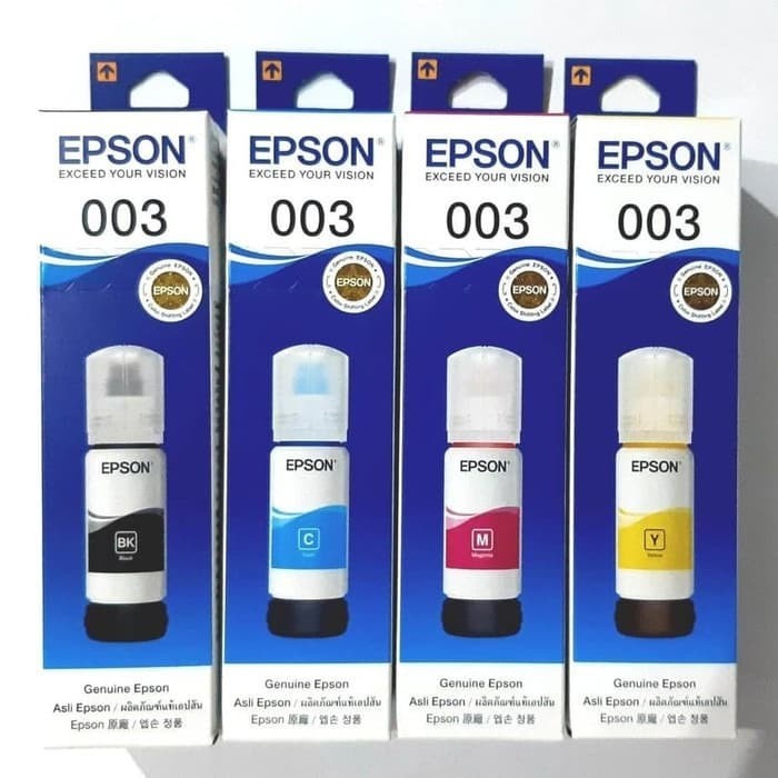 1 Set Tinta Epson 003 Premium L1110 L3210 L3110 L3210 L5190 L5290 Harga 120,000 rupiah*Gratis Ongkir