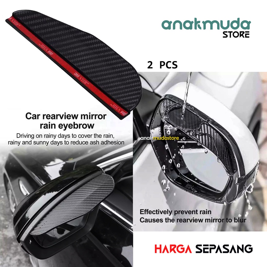 Talang Anti Air Hujan Mika PVC Carbon Pelindung Kaca Spion Wiper Mobil Toyota Honda Jazz Brio Avanza Xenia Harga 18,400 rupiah*Gratis Ongkir