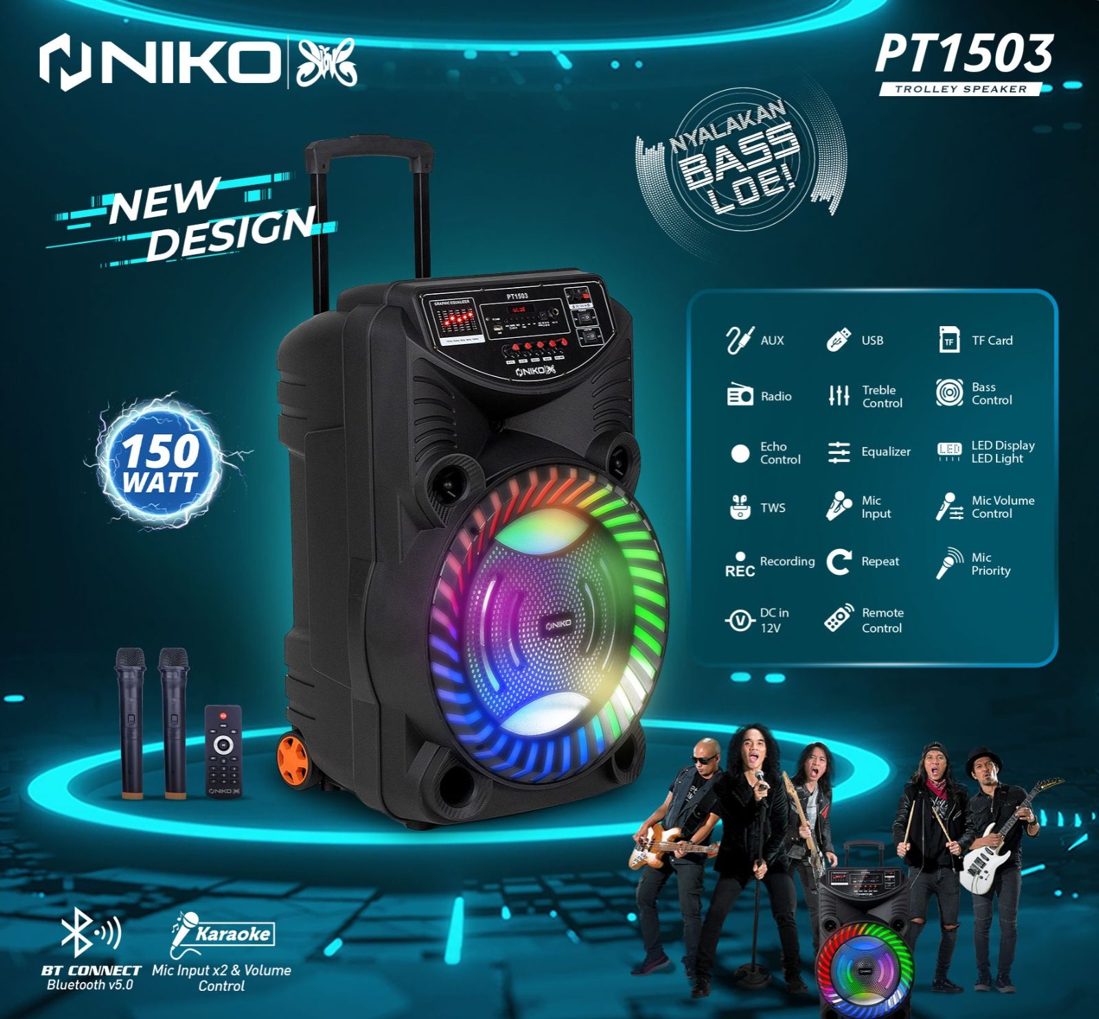 Jual Speaker Aktif Bluetooth 15 Inch Niko Terbaru Indonesia