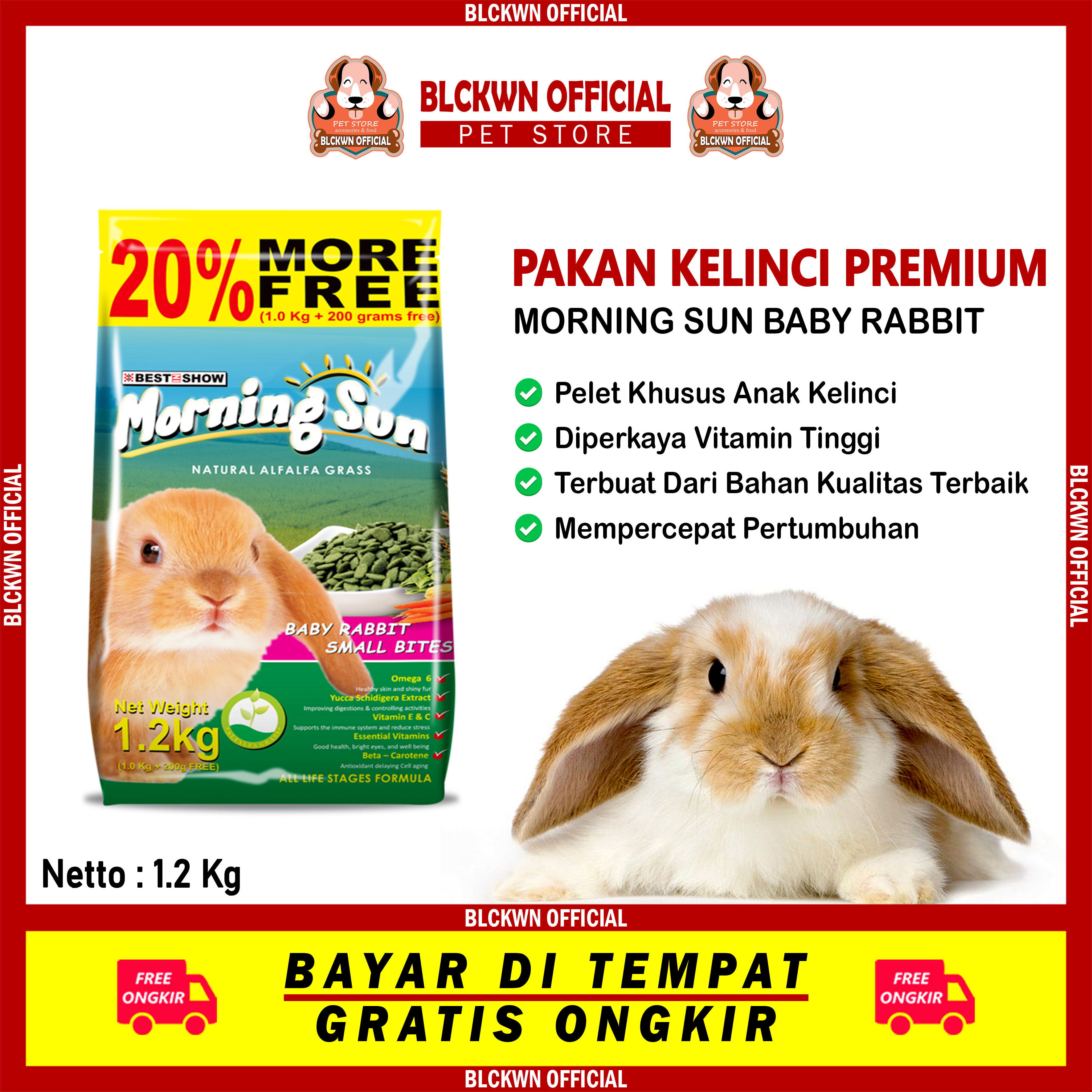 Pakan Kelinci Premium Pelet Morning Sun Baby Rabbit Lazada Indonesia