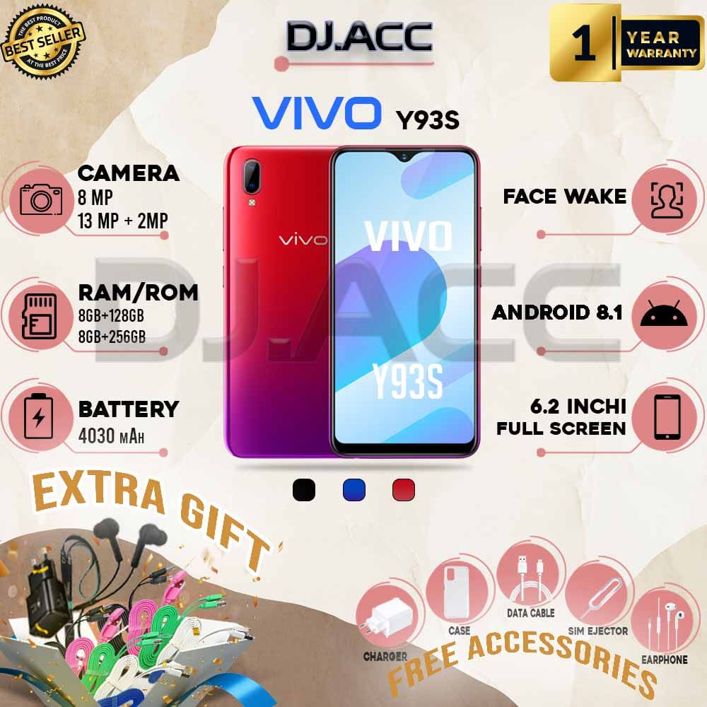 Hp Y93s RAM 8/256 GB Garansi Distributor 4G Grosir Murah Garansi 1 Tahun Harga 580,000 rupiah*Gratis Ongkir