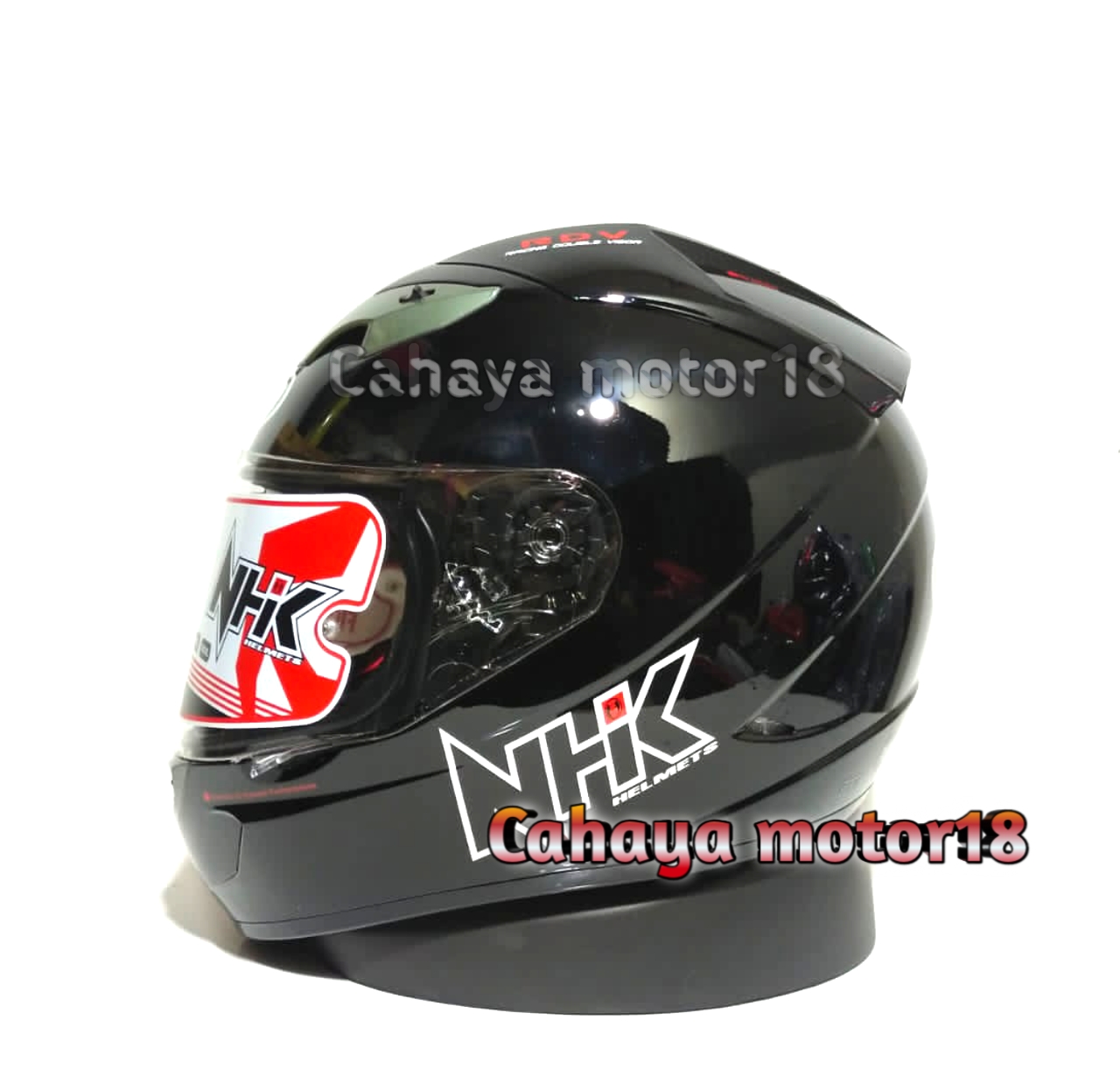 HELM NHK GP1000 BLACK SOLID|HITAM NHK FULL FACE DOUBLE VISOR Harga 495,000 rupiah*Gratis Ongkir
