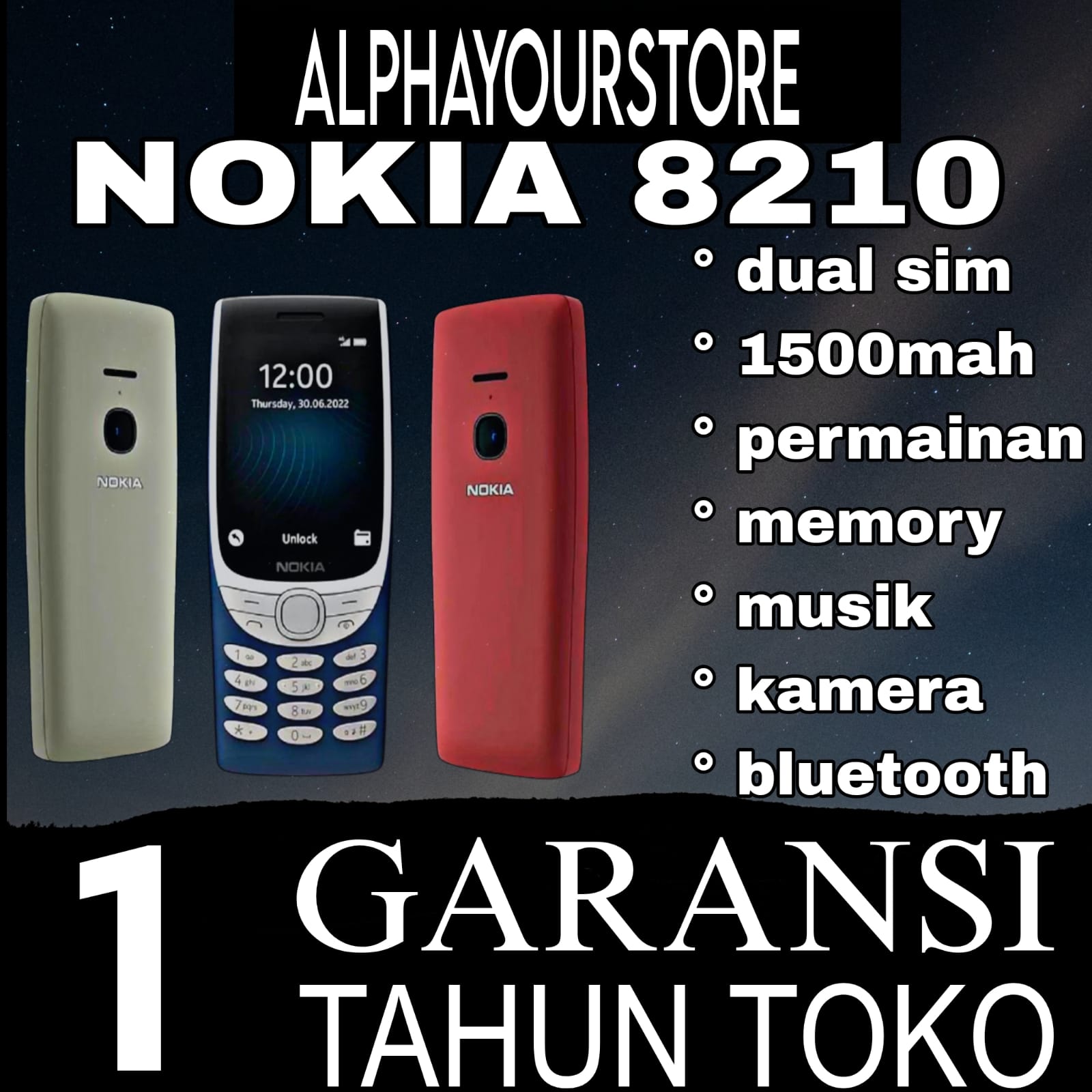 HP Nokia 8210 2022 (new) [1 year warranty] camera, memory, music, radio, Bluetooth, flashlight, durable Harga 179,353 rupiah*Gratis Ongkir