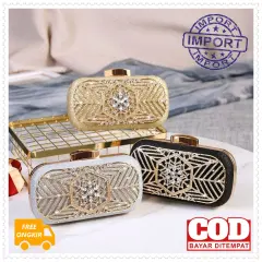 CLUTCH PESTA DOMPET WANITA VT12002 TAS IMPORT HANDBAG TAS MEWAH TAS MINI TAS FASHION TAS CEWEK CANTIK ELEGAN TAS KOREA MURAH BAHAN LOGAM GLITTER TALI RANTAI COD