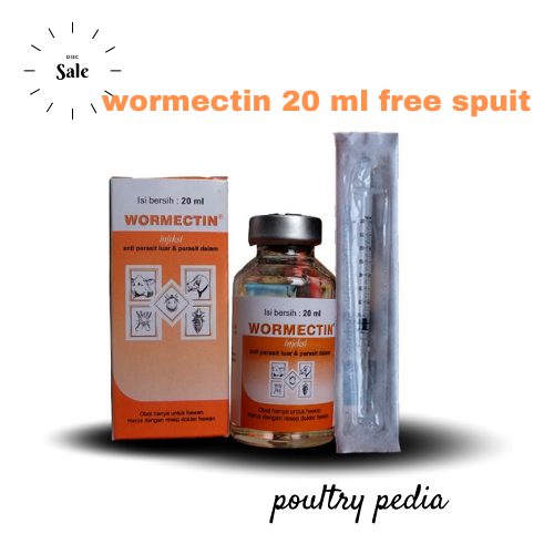 WORMECTIN 20 ML free spuit - Obat Scabies Kudix Kutu Jamur Caplax Cacing Kucing Kelinci Harga 49,600 rupiah*Gratis Ongkir