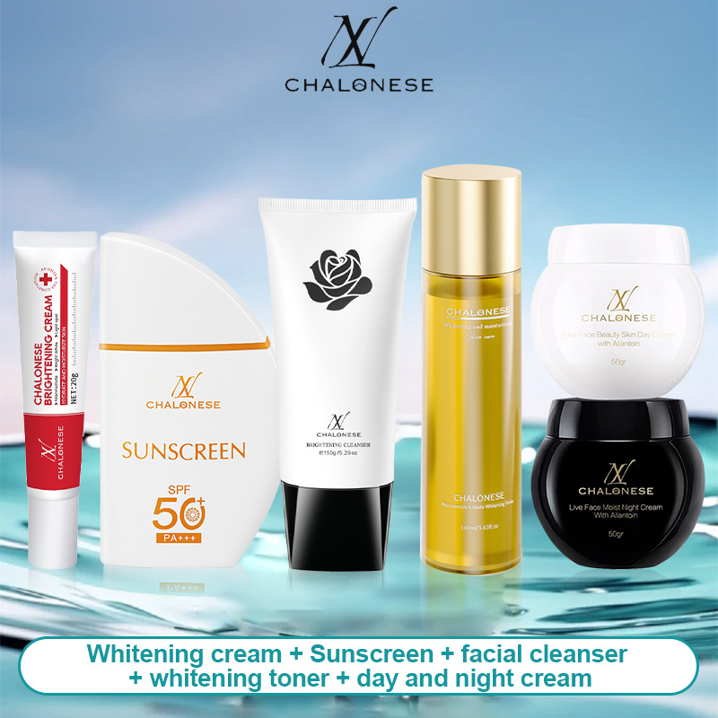 ( 1+1+1+1 ) CHALONESE Paket Skincare Set Whitening Glowing ( Cream Whitening + Toner + Sunscreen + Fac…