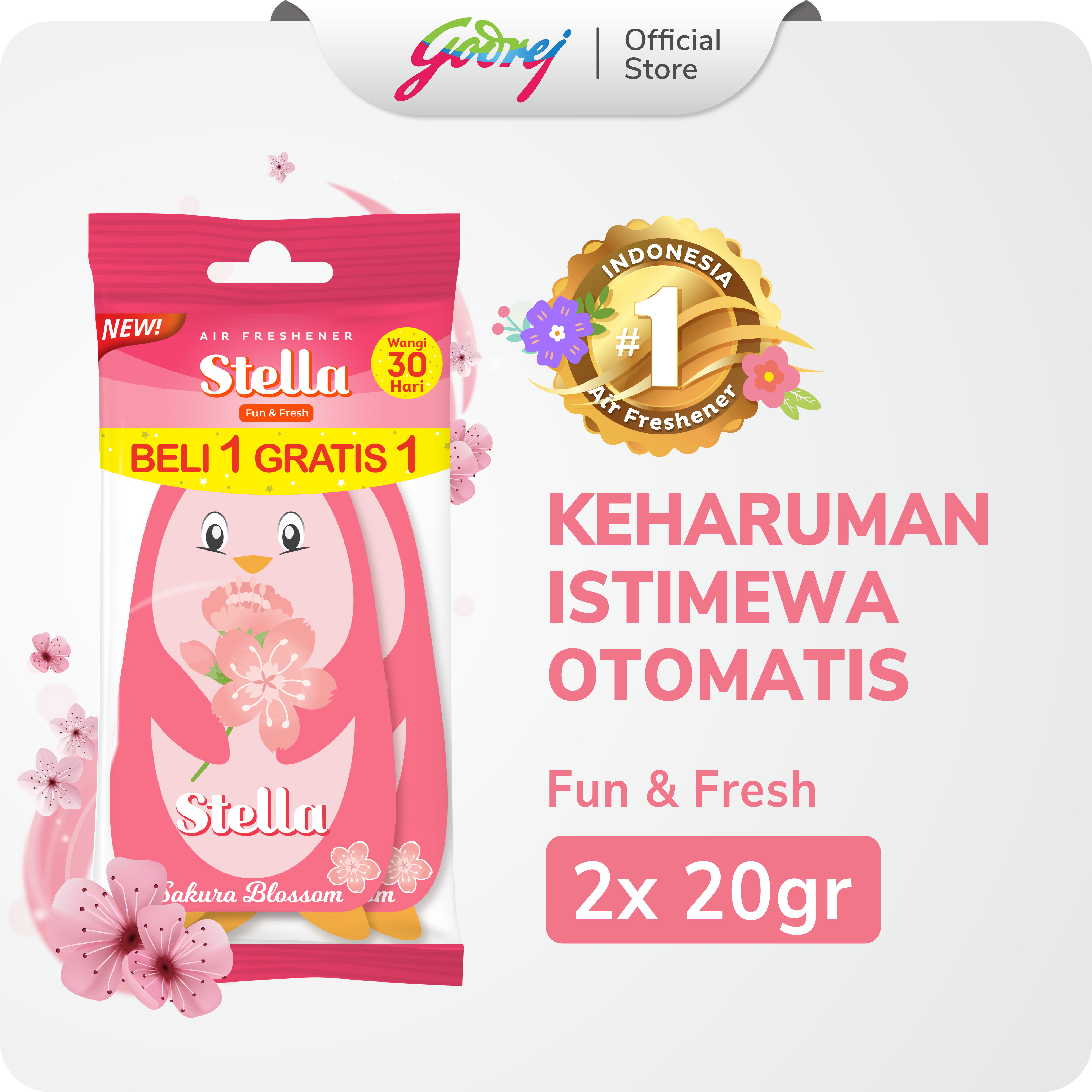 [BELI 1 GRATIS 1] Stella Fun & Fresh Sakura Blossom - Pengharum Mobil yang Unik dan Atraktif Harga  11,700 Ringgit*Penghantaran Percuma