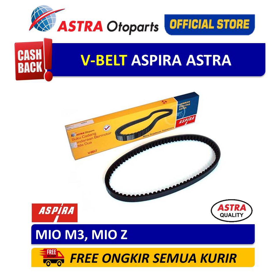 V-belt Aspira ASTRA (V-belt Only) untuk Motor MIO M3, MIO Z Harga 92,000 rupiah*Gratis Ongkir