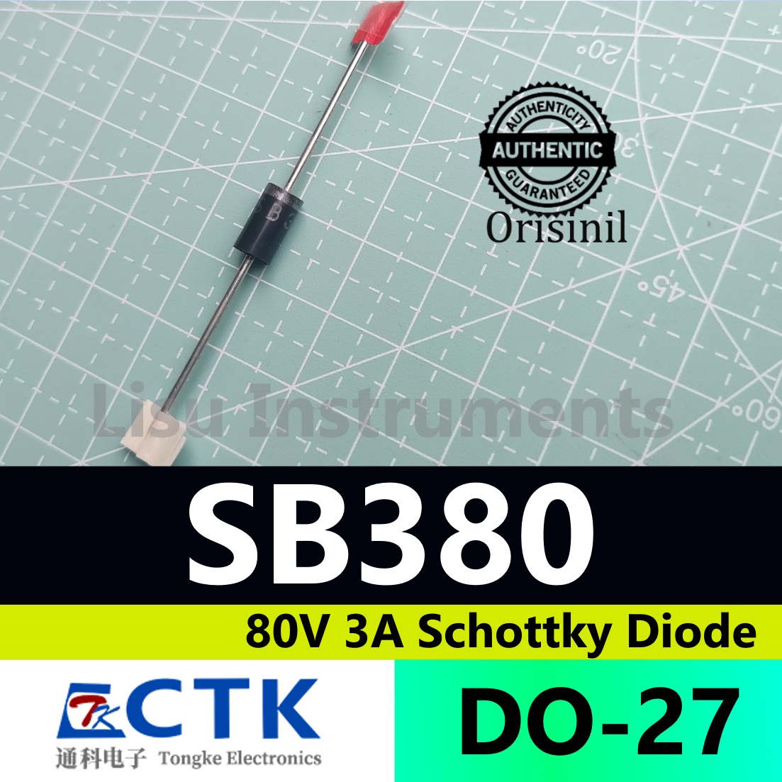 thumbnail image 2 of 20pcs SR3200 SB3200 3A 200V Schottky Diodes – DO-27 / DO-201AD, Through-Hole, New 2 of 3