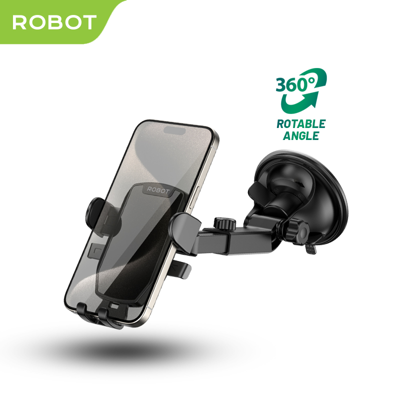 ROBOT Car Phone Holder RT-CH01S Holder Mobil Suction Rotasi 360° - Garansi Resmi 1 Tahun Harga 82,999 rupiah*Gratis Ongkir