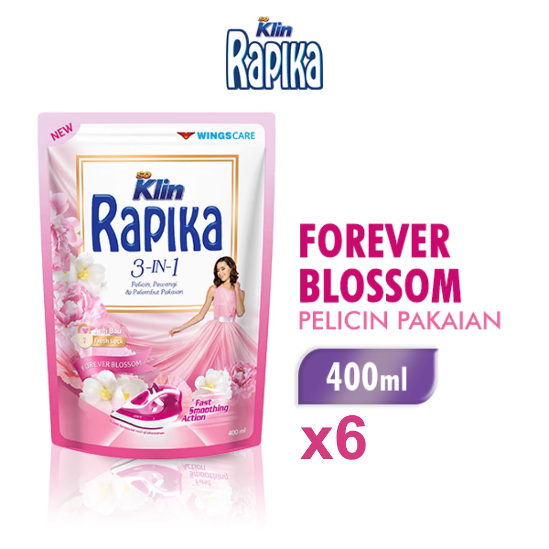 [Paket isi 6] Rapika Pewangi Pakaian Forever Blossom 400ml Harga 23,500 rupiah*Gratis Ongkir