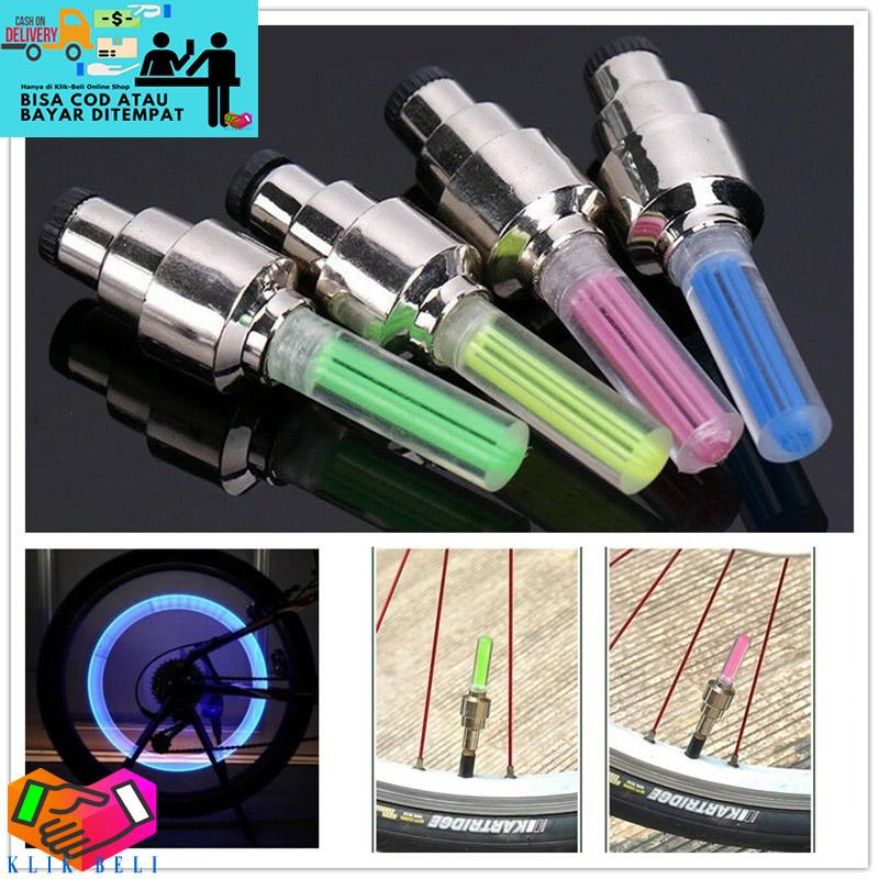 Klik-Beli 2 Buah Tutup Pentil LED Ban Mobil Motor Sepeda Harga 10,286 rupiah*Gratis Ongkir