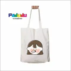 Tas Totebag Resleting girl eating Tote Bag Wanita | Pria Tas Belanja