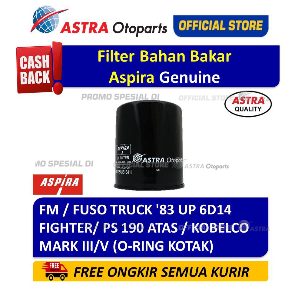 Filter Bahan Bakar/ Fuel Filter Aspira untuk FM / FUSO TRUCK/PS 190 / KOBELCO MARK (O-RING KOTAK) Harga 50,000 rupiah*Gratis Ongkir