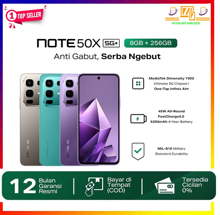 Infinix Note 50X 5g+ 8/256Gb - up to 16Gb Extended Ram - Dimensity 7300 Ultimate - 6.67” Hd+ - 50Mp Ois - 5200 Mah - Nfc Giá 2,498,700 Đồng*Miễn phí vận chuyển
