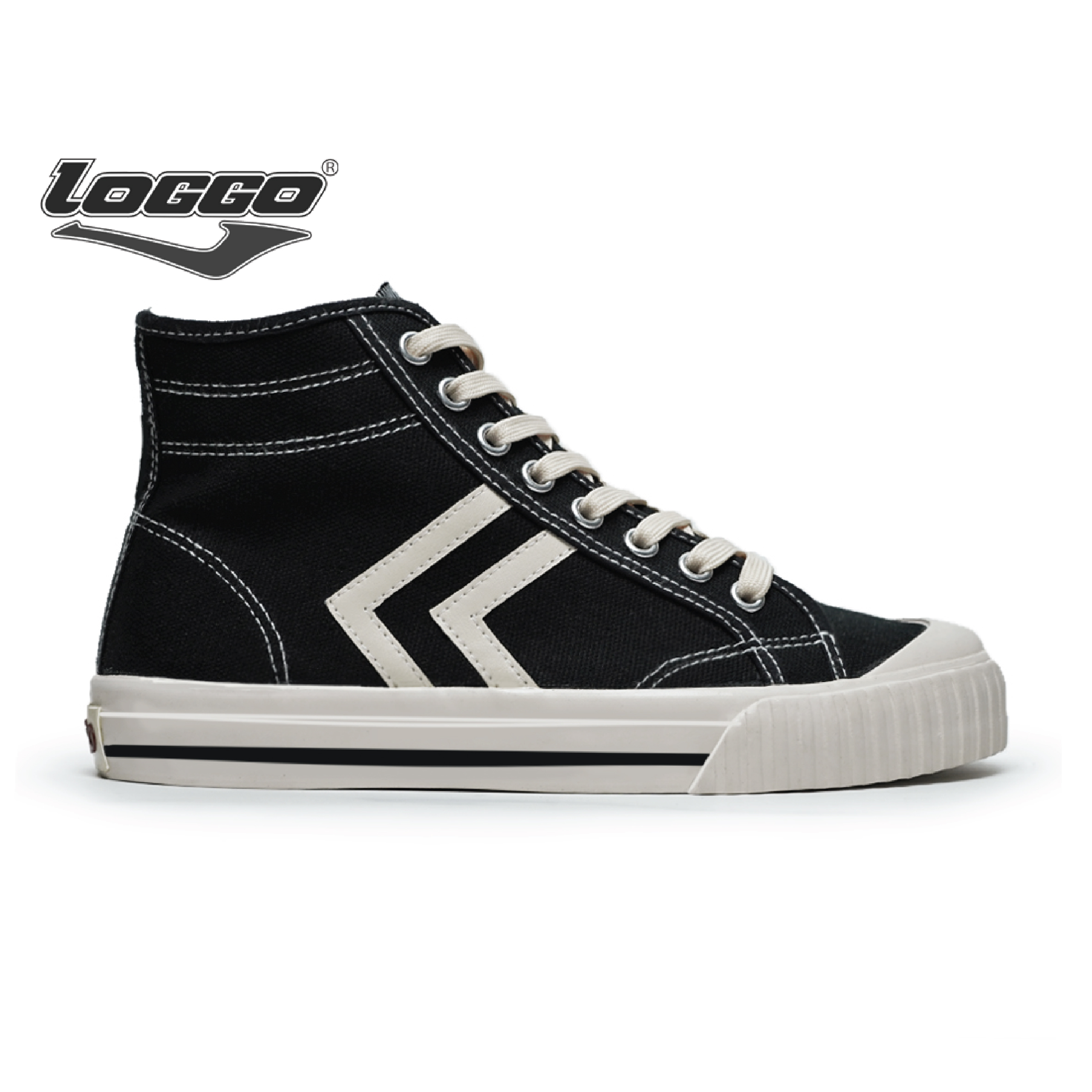 Loggo - Sepatu Revolver Hi Series Hitam Putih - Sneakers Sepatu Kanvas Vulcanized size 37-43 - Merek Loggo Harga 87,203 rupiah*Gratis Ongkir