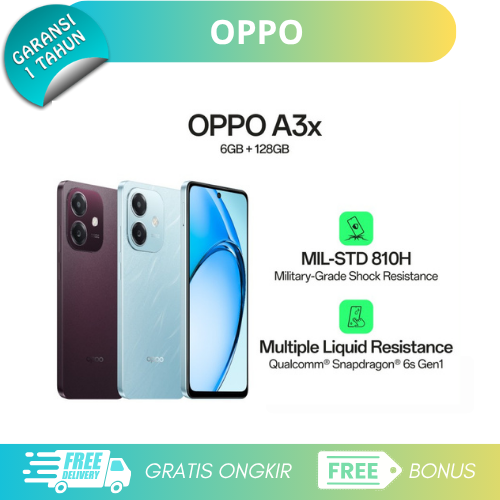 Oppo A3X 4/64Gb - Qualcomm Snapdragon 6S Gen 3 - Ips Lcd Giá 1,020,000 Đồng*Miễn phí vận chuyển