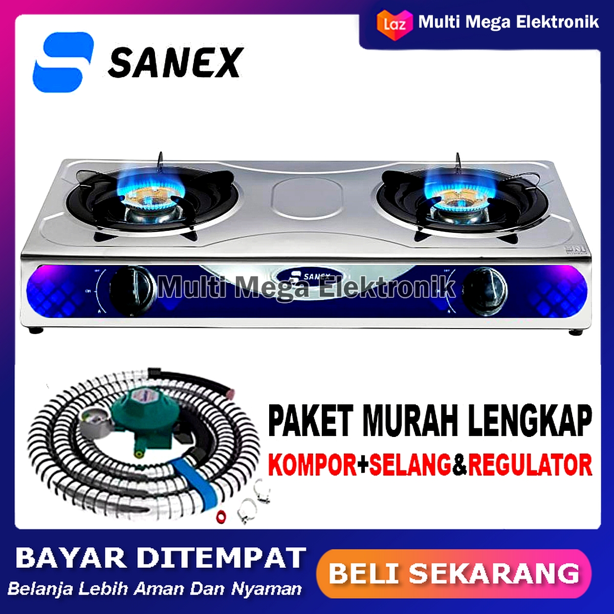 KOMPOR GAS SANEX 2 TUNGKU / KOMPOR GAS 2 TUNGKU MURAH PROMO CUCI GUDANG / KOMPOR 2 TUNGKU / KOMPOR DUA TUNGKU / KOMPOR MURAH PROMO 1 SET PLUS SELANG REGULATOR Harga  175,000 rupiah*Gratis Ongkir