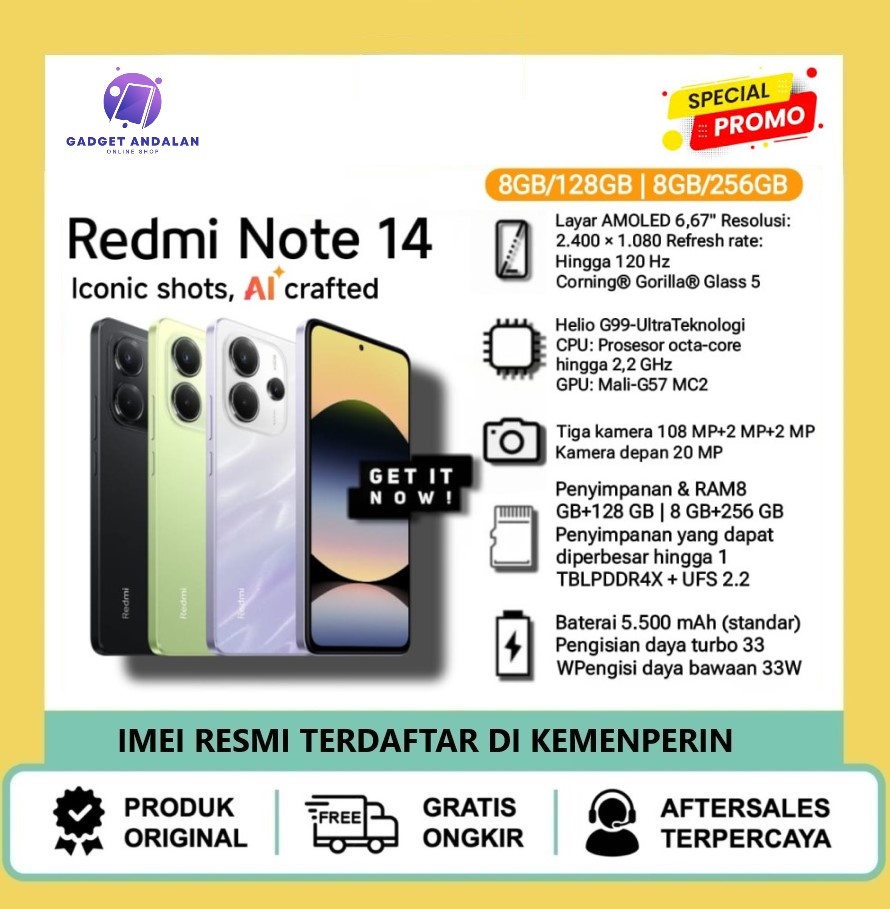 Redmi Note 14 8/256GB | 108 MP AI camera | 5500mAh 33W | MediaTek Helio G99 Ultra Giá 2,050,000 Đồng*Miễn phí vận chuyển