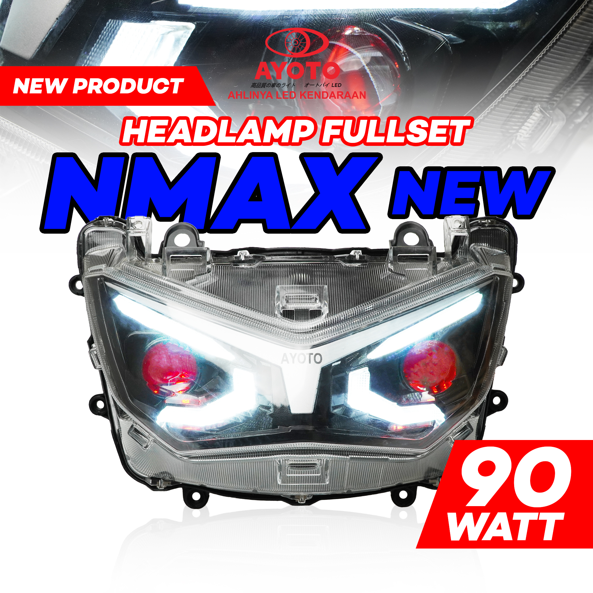 Full Set Headlamp New Nmax Plug and Play 90 Watt Double Biled Matrix 1.5 Inch Running Sein and Welcome Light Harga 2,294,400 rupiah*Gratis Ongkir