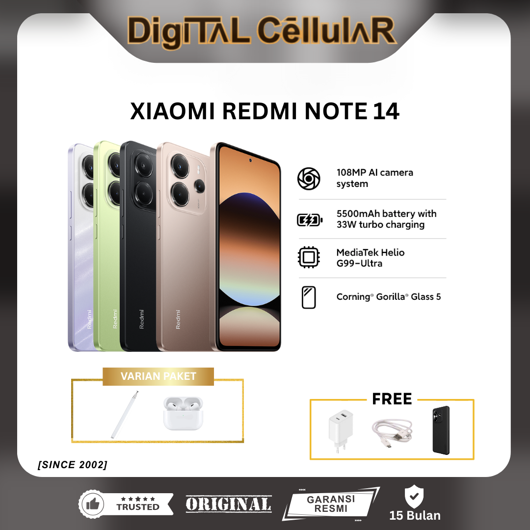 Xiaomi Redmi Note 14 8/128Gb 8/256Gb | Official Guarantee Harga  2,345,000 Ringgit*Penghantaran Percuma