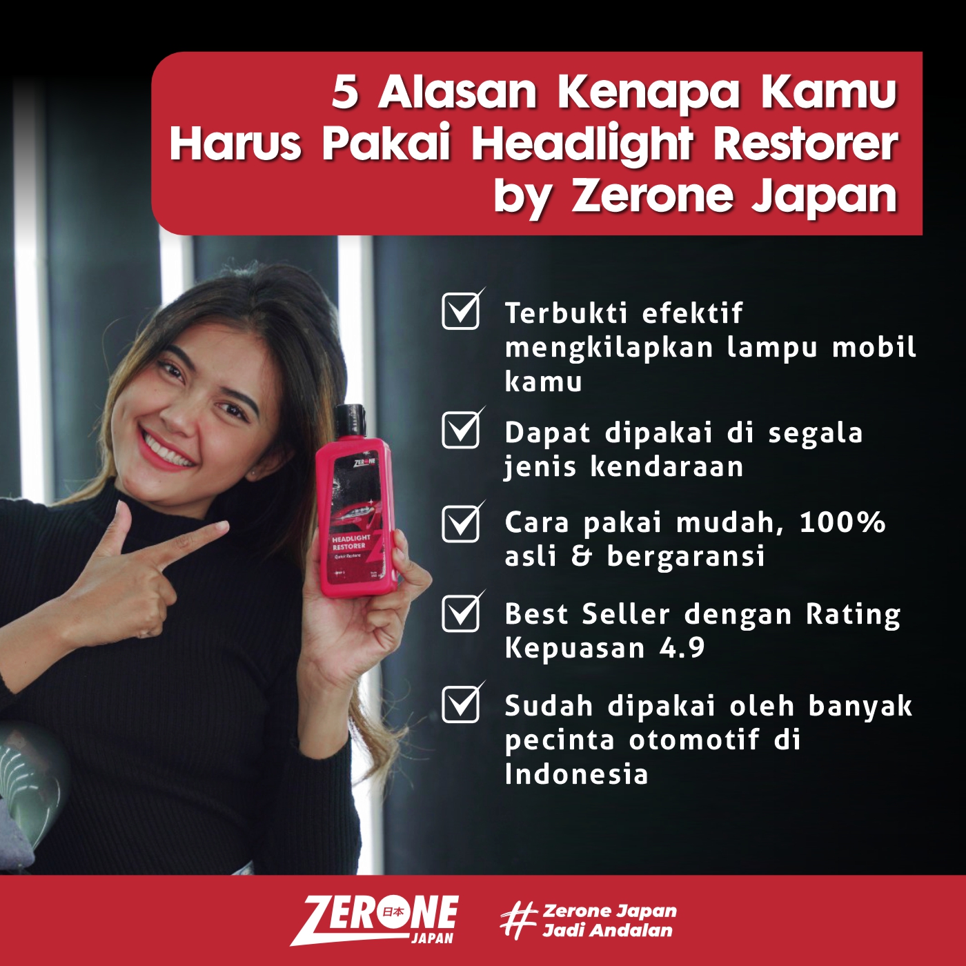 Zerone Headlight Restorer Pengkilap Kaca Lampu Mobil Kusam Dan Menguning Harga 249,000 rupiah*Gratis Ongkir