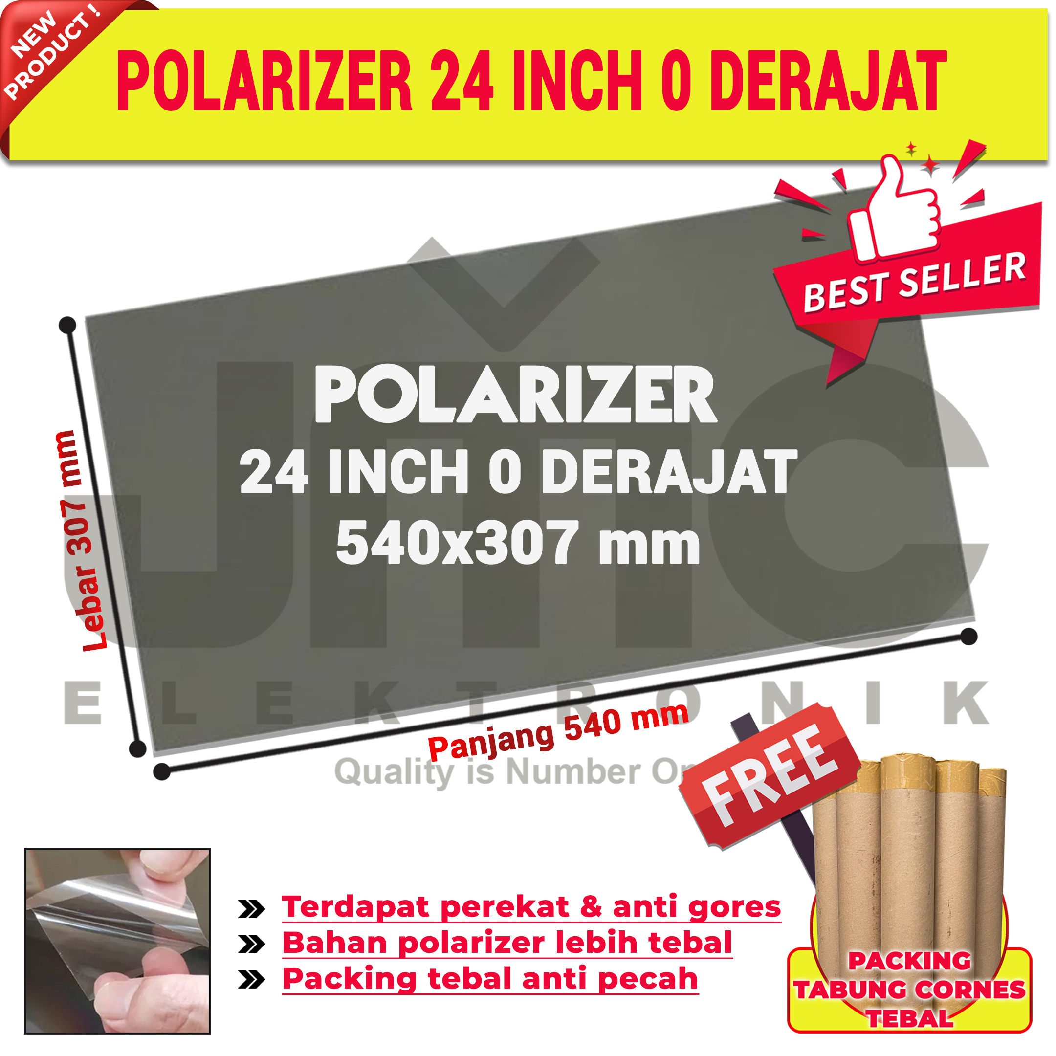 POLARIS LCD TOSHIBA 24 INCH 0 DERAJAT POLARIZER LCD 24IN O DERAJAT DEPAN Harga 56,250 rupiah*Gratis Ongkir