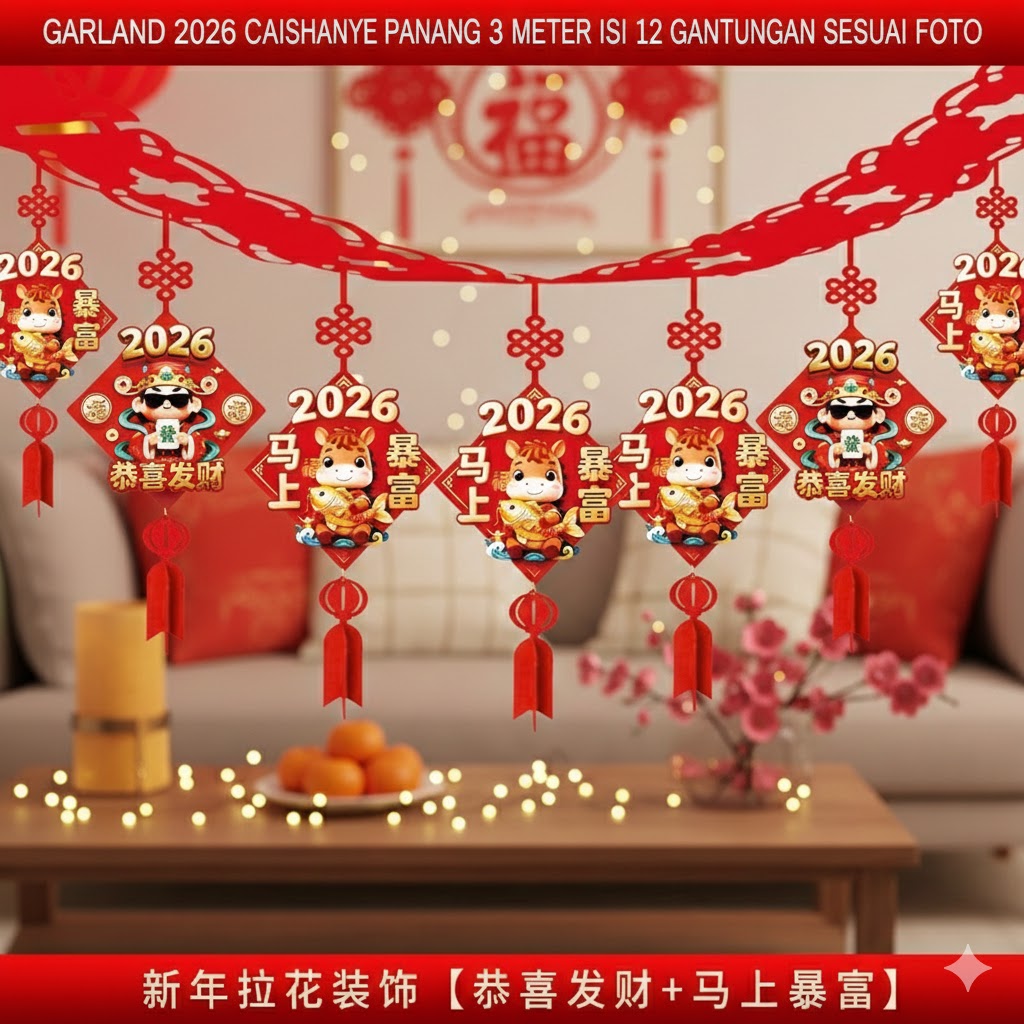 Chinese New Year garland hanging decoration 2026 horse horse CNY since 3 dimension sustenance