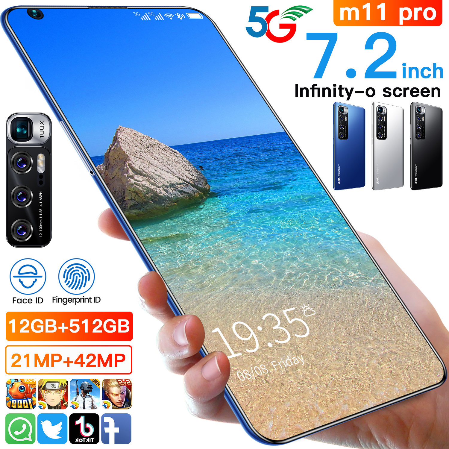 [COD + Gratis Pengiriman] Garansi resmi RAM 12 GB 512 GB ROM M11 Pro Android 10.0 7.2 inci MTK6889 seluler 10 jaringan inti 21MP 4G + 48MP 5600 baterai handphone promo hp murah